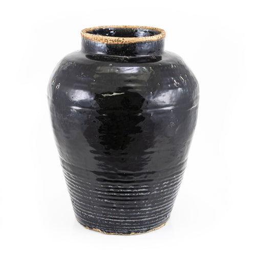 Vintage Black Glazed Wine Jar Medium By Legends Of Asia