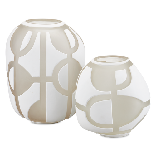 Currey & Company Art Decortif White Vase Set Of 2