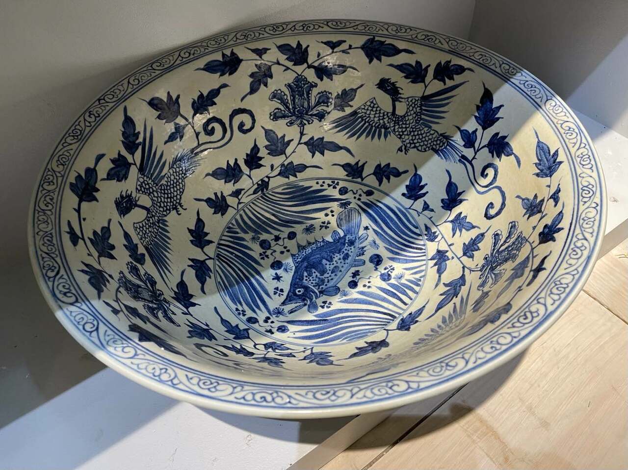 Blue and White Fish Bowl By Legends Of Asia