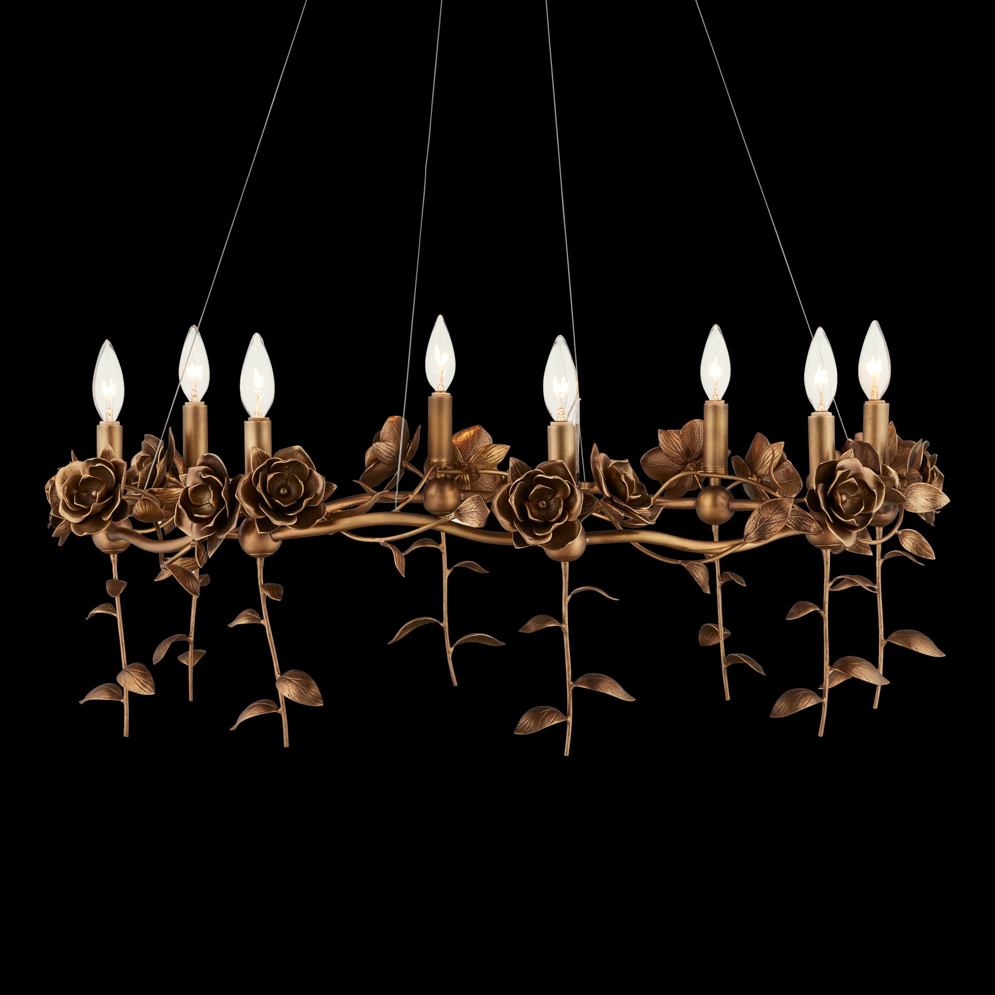 Currey & Company Rosabel 35" Brass 8 Light Chandelier