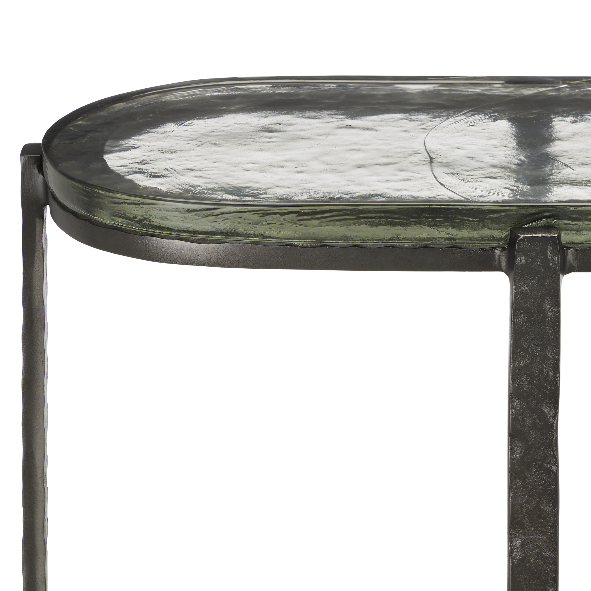 Currey & Company 21" Acea Graphite Side Table With Cast Glass