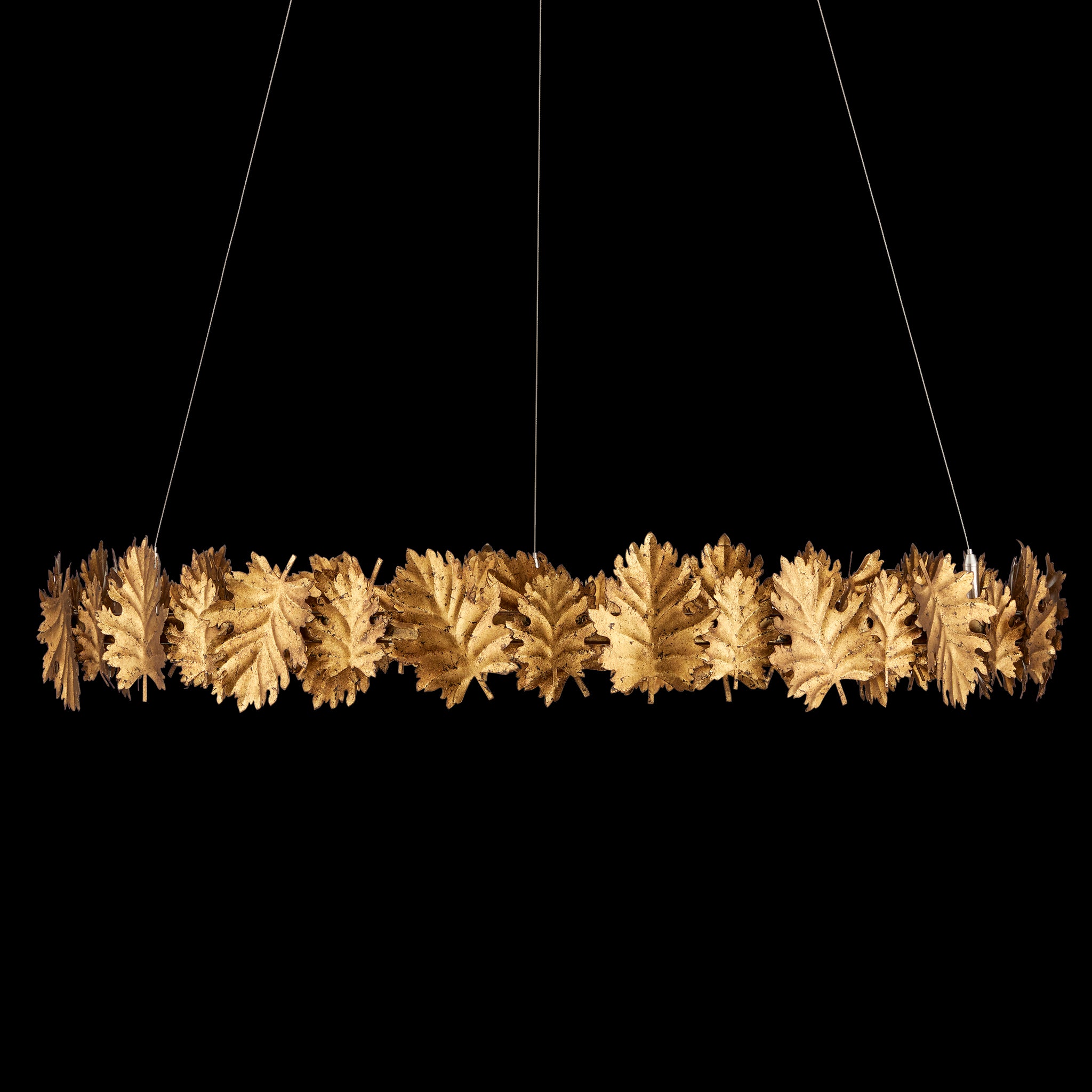 Currey & Company English Oak 32.5" Gold Leaf 1 Light Led Chandelier