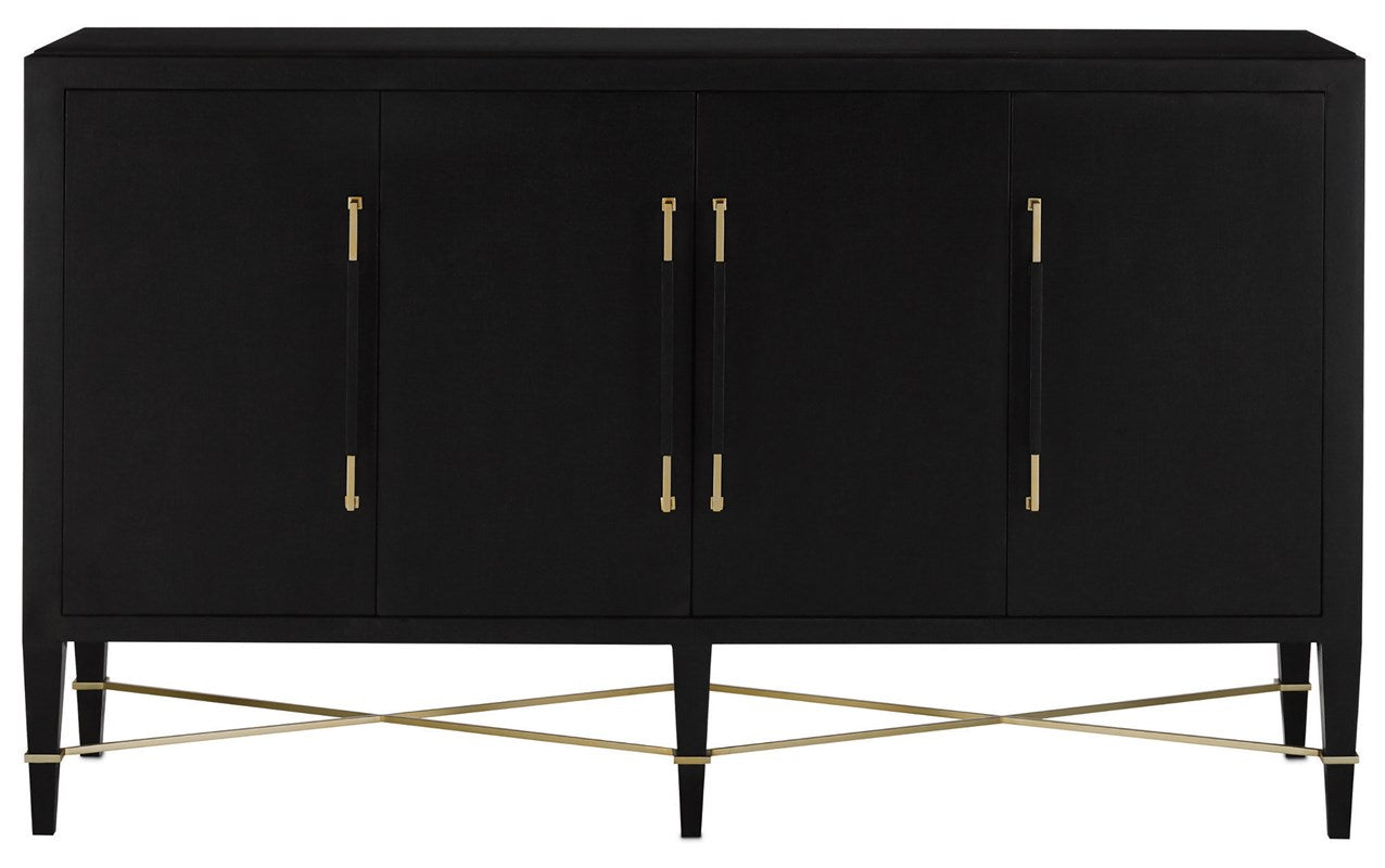 Currey and Company Verona Black Lacquer Sideboard