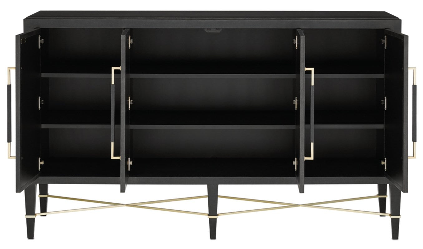 Currey and Company Verona Black Lacquer Sideboard