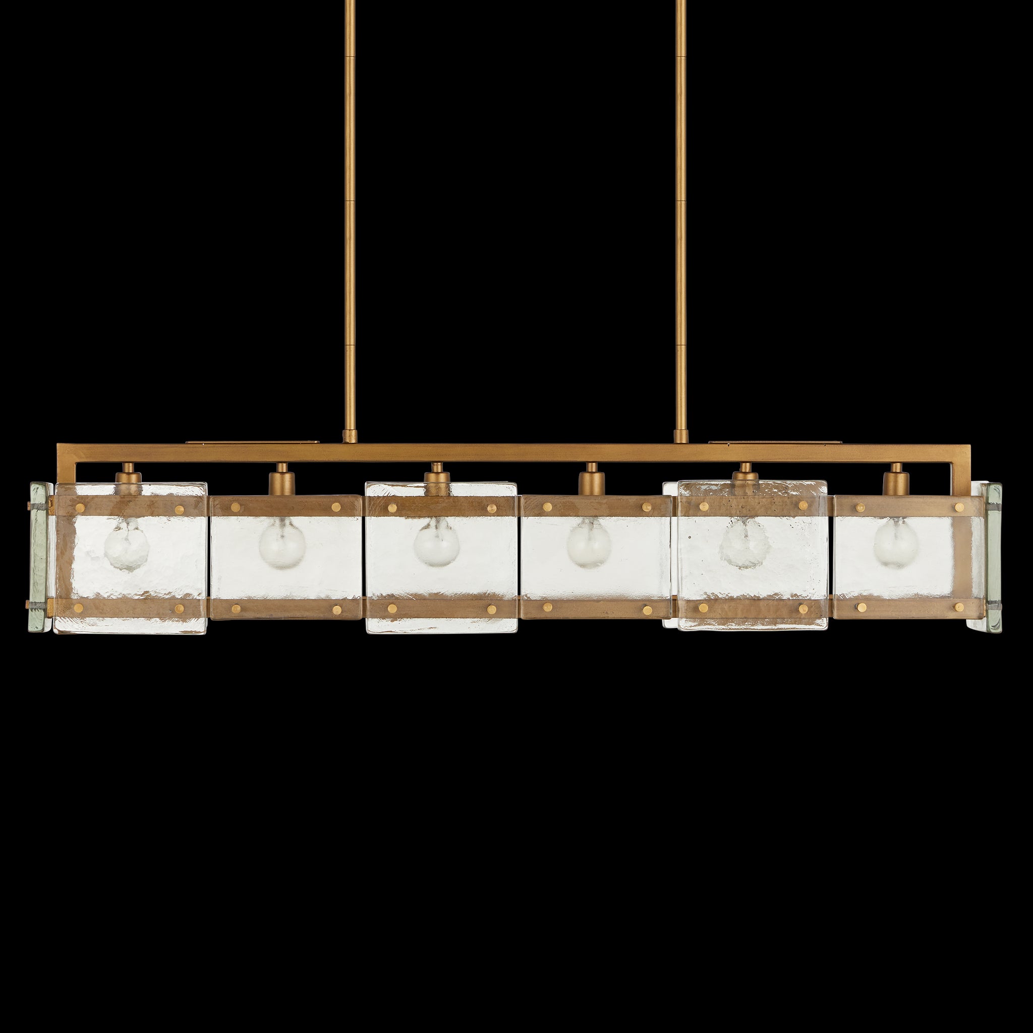 Currey & Company Countervail 39.5" Cast Glass 6 Light Rectangular Chandelier