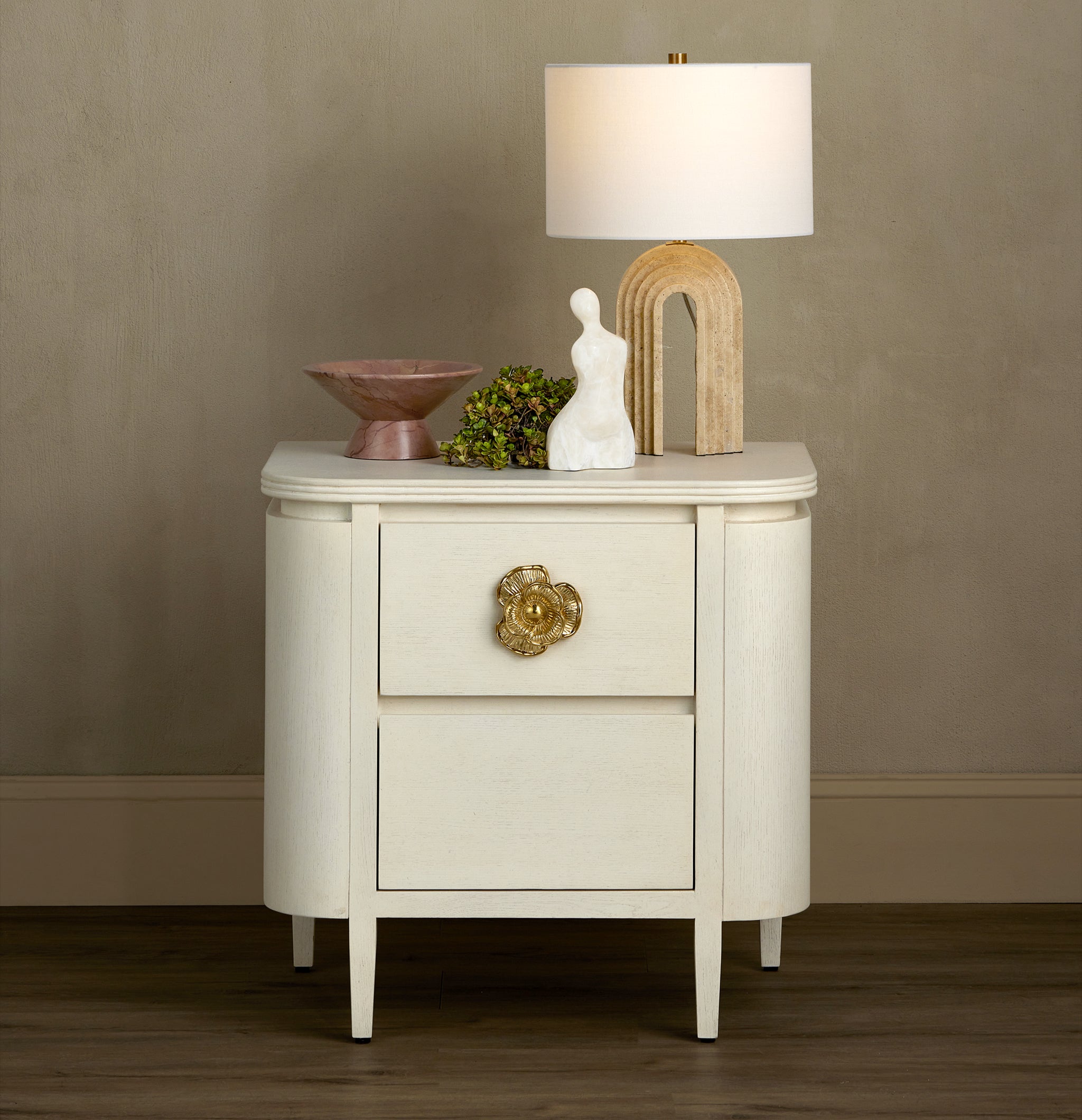 Currey & Company 27.75" Briallen White Oak Nightstand
