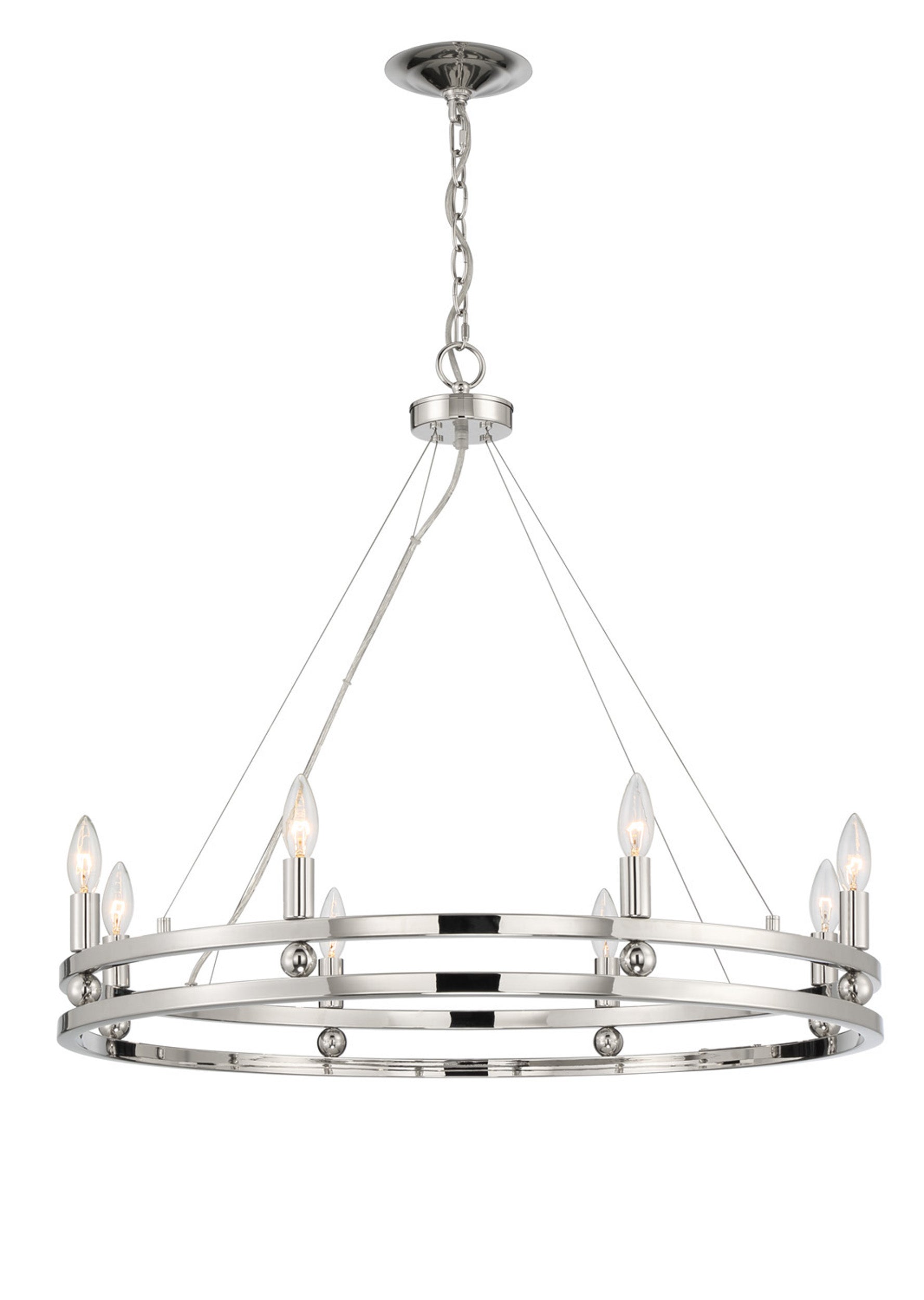 Lumanity Ashland 8 Light Statement Round Nickel Chandelier