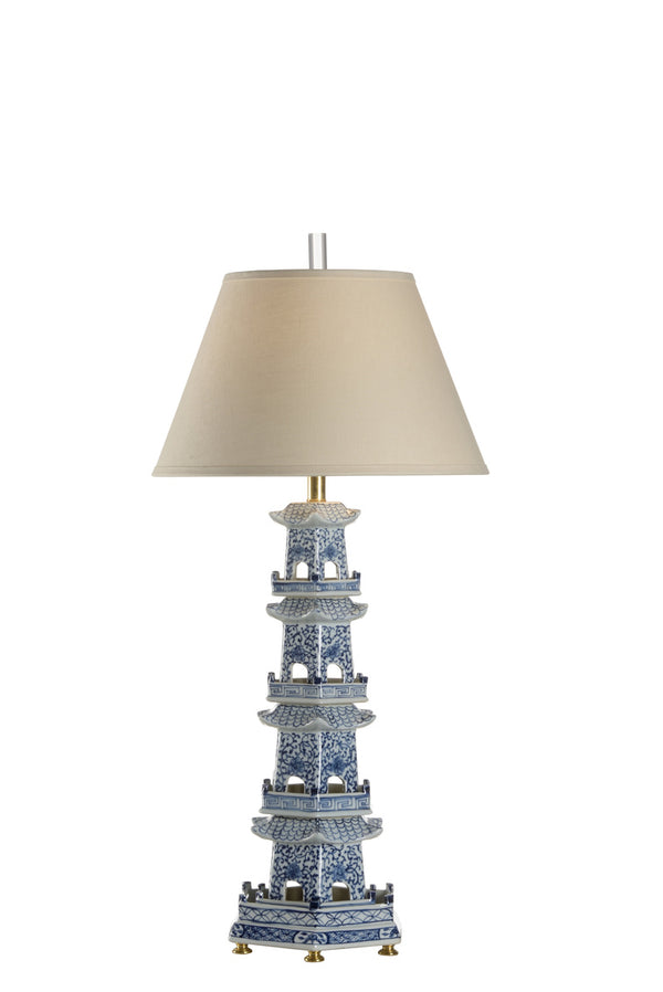 Chelsea House Pagoda Lamp - Blue/White