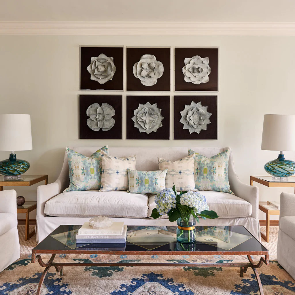 Coral Bay Pale Blue Linen Cotton Pillow