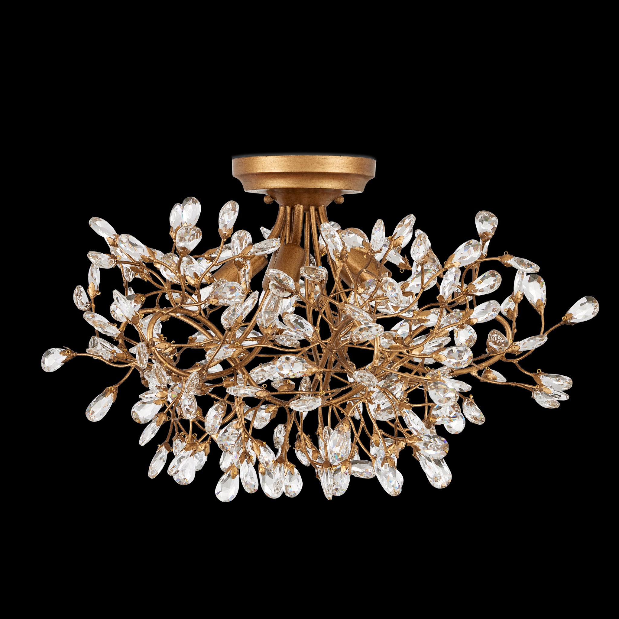 Currey & Company Crystal Bud 24" 5 Light Semi Flush Mount