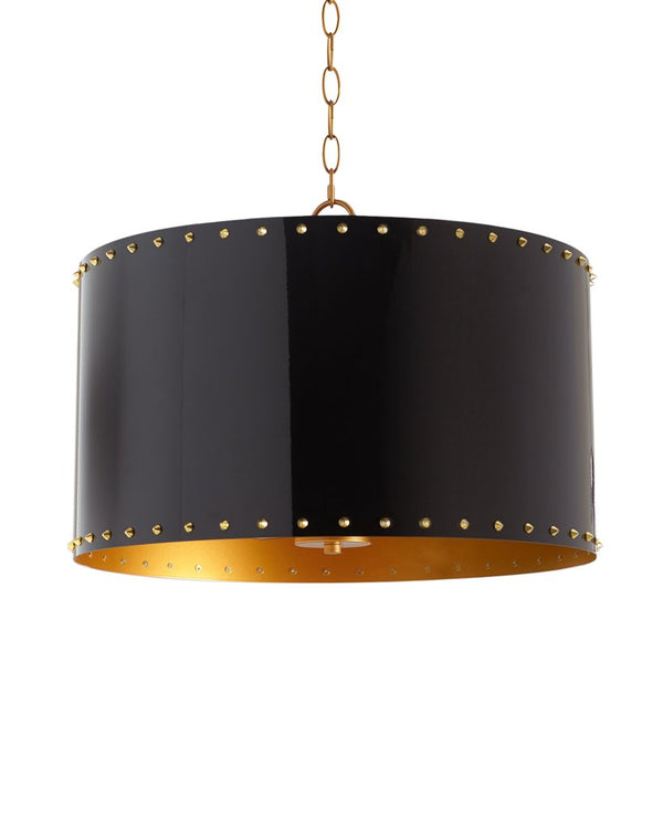 Couture Lighting Three Light Pendant in Black and Gold