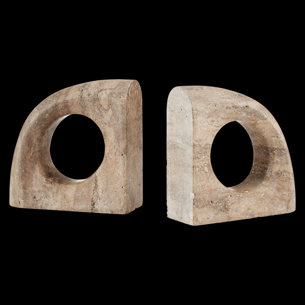 Currey & Company Russo Travertine Object Set Of 2