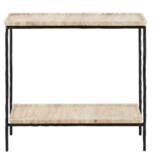 Currey And Company Boyles Travertine Side Table