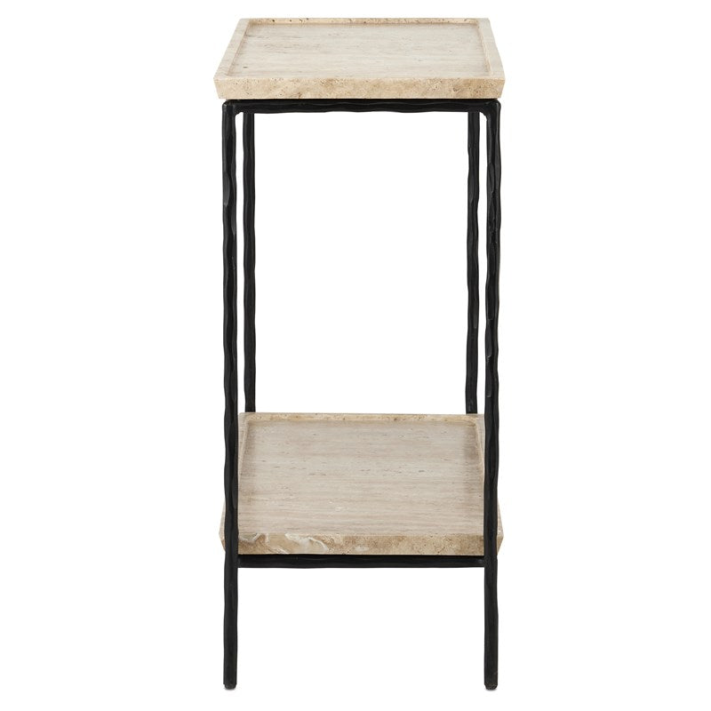 Currey And Company Boyles Travertine Side Table