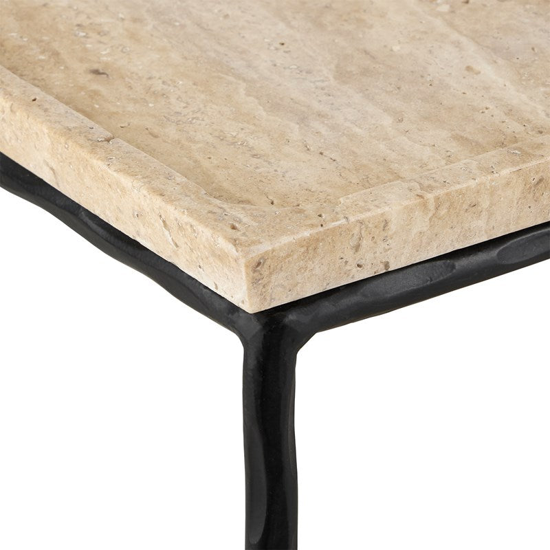Currey And Company Boyles Travertine Side Table