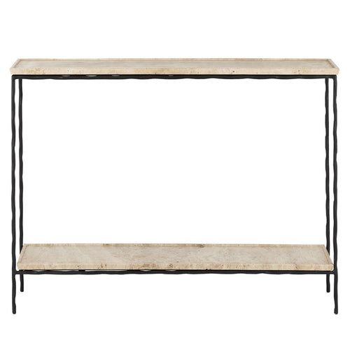 Currey And Company Boyles Travertine Console Table