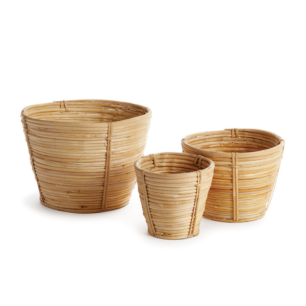 Napa Home And Garden Cane Rattan Mini Round Tapered Baskets, Set Of 3