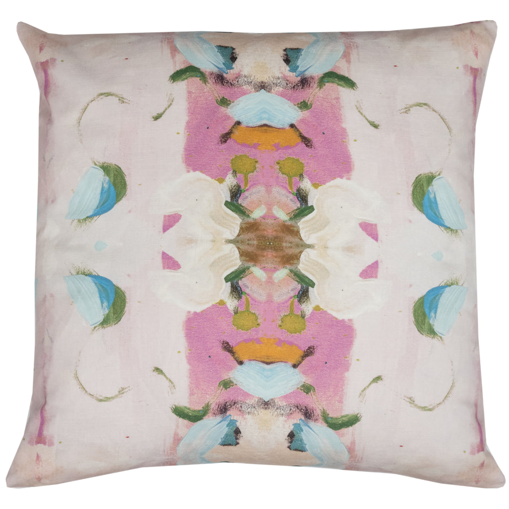 Laura Park Monet's Garden Pink Linen Cotton Pillow