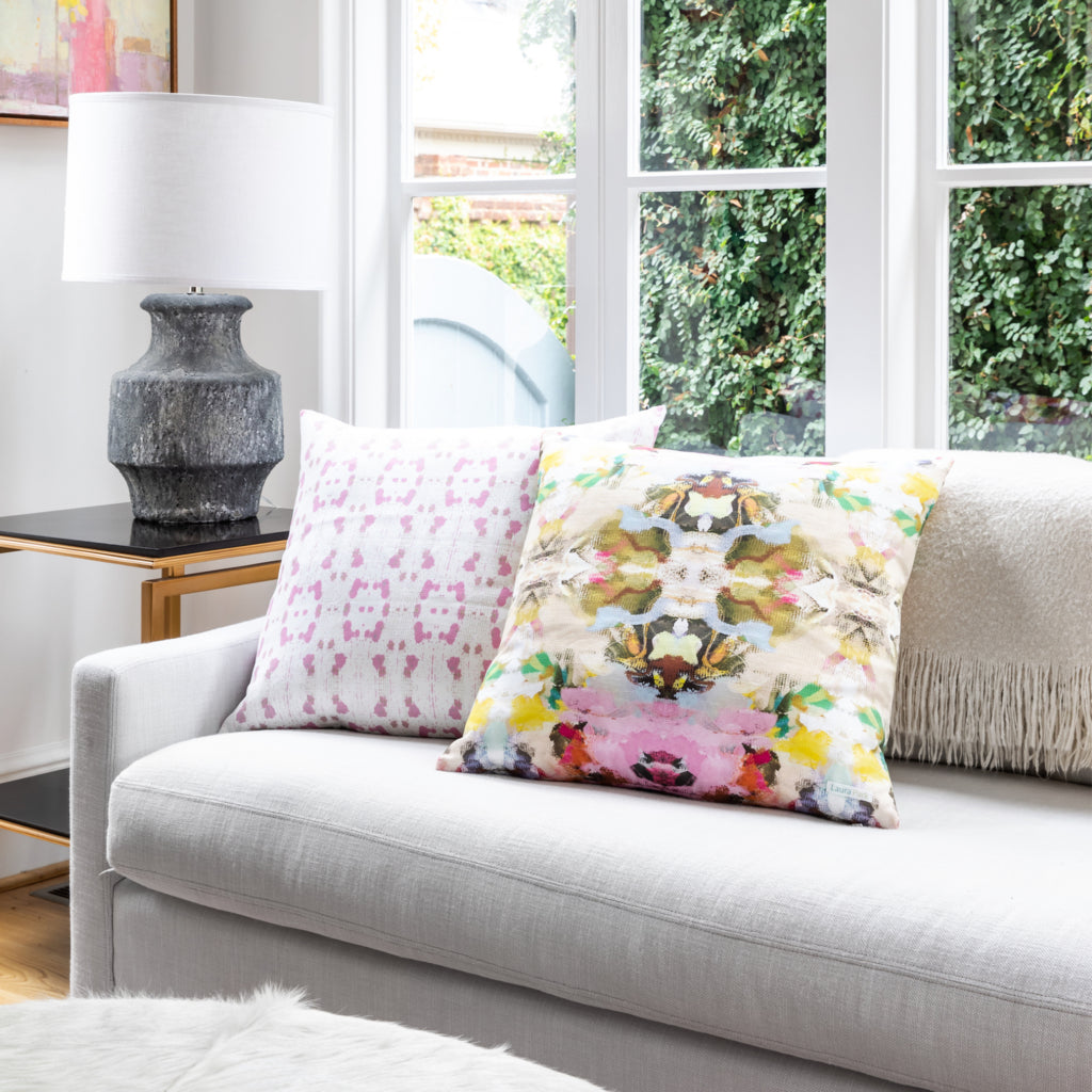 Birds of a Feather Linen Cotton Pillow by Laura Park