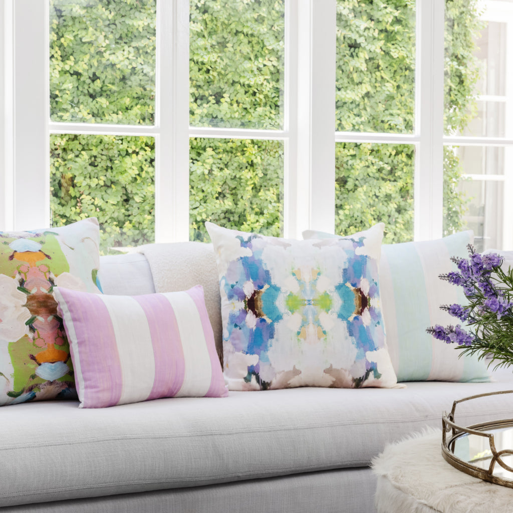 Laura Park French Blue Linen Cotton Pillow