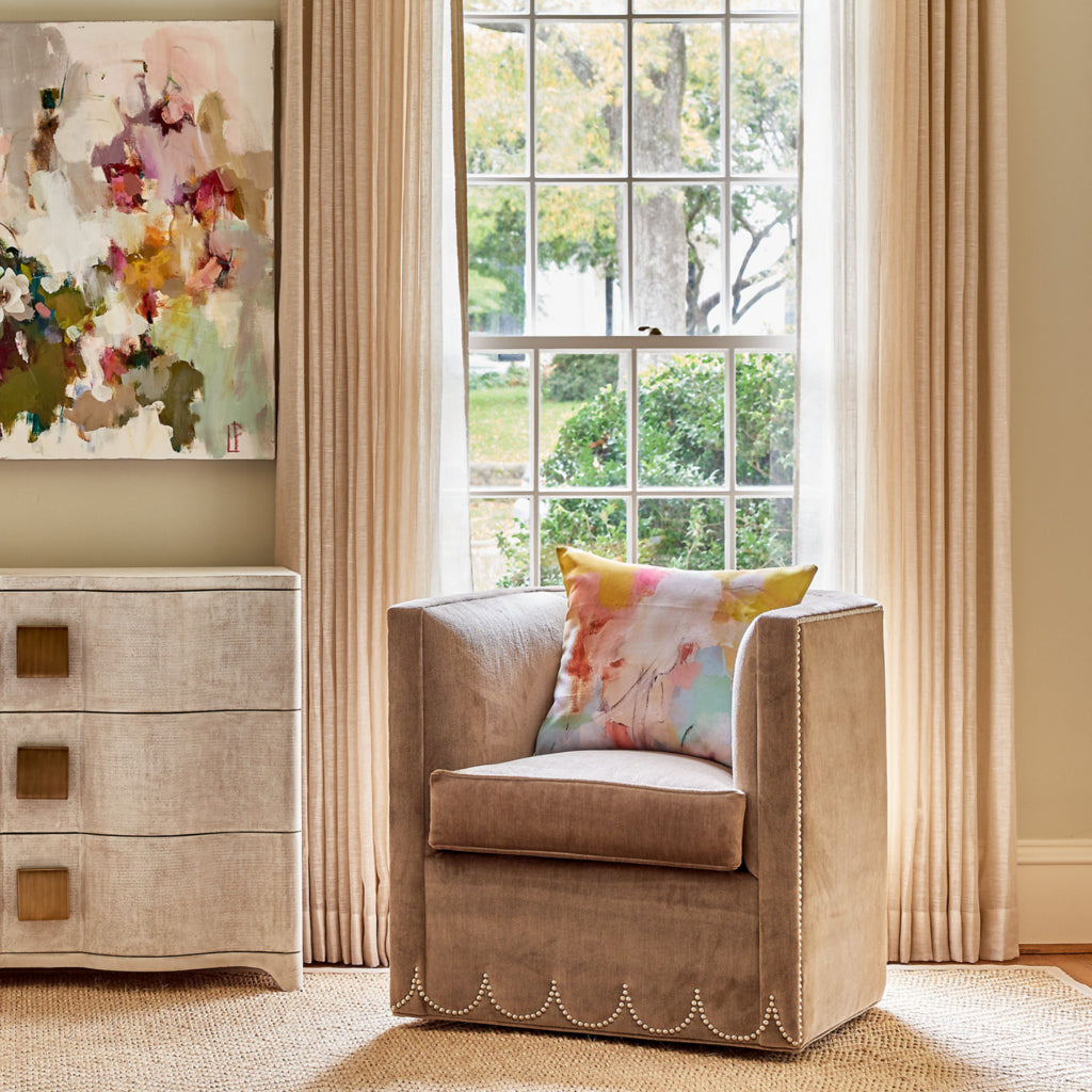 Coral Bay Orange Linen Cotton Pillow by Laura Park