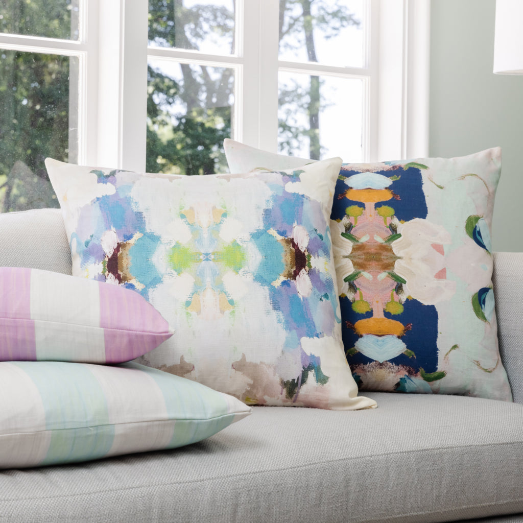 Laura Park Monet's Garden Navy Blue Linen Cotton Pillow