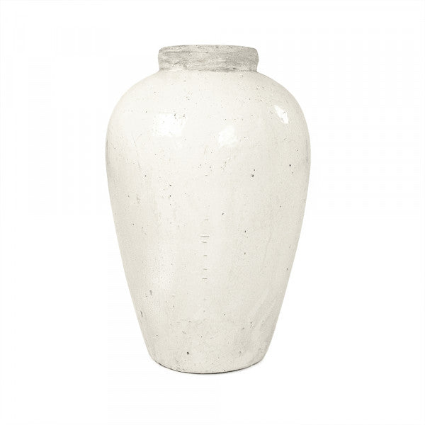 Zentique Distressed White Jar