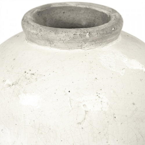 Zentique Distressed White Jar