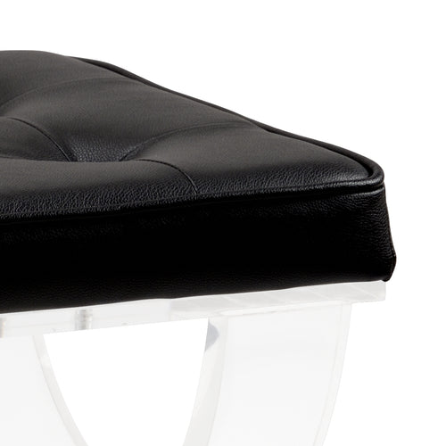 Harlow Bench in Acrylic and Black Leather by Wildwood