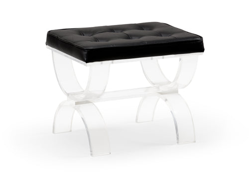 Harlow Bench in Acrylic and Black Leather by Wildwood