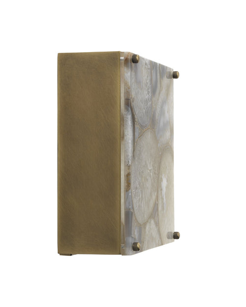 Jamie Young Adeline Square Wall Sconce In Agate Resin & Antique Brass