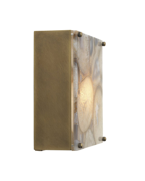 Jamie Young Adeline Square Wall Sconce In Agate Resin & Antique Brass
