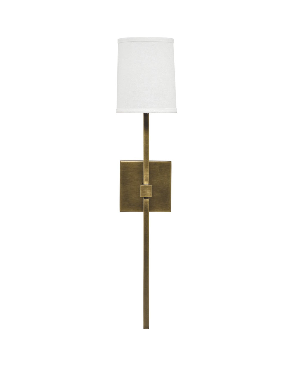 Jamie Young Minerva Wall Sconce In Antique Brass W/ White Linen Shade
