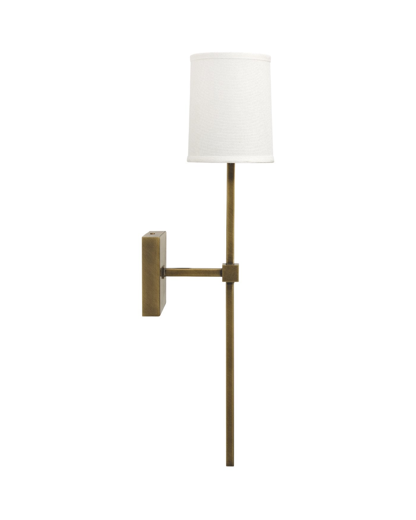 Jamie Young Minerva Wall Sconce In Antique Brass W/ White Linen Shade
