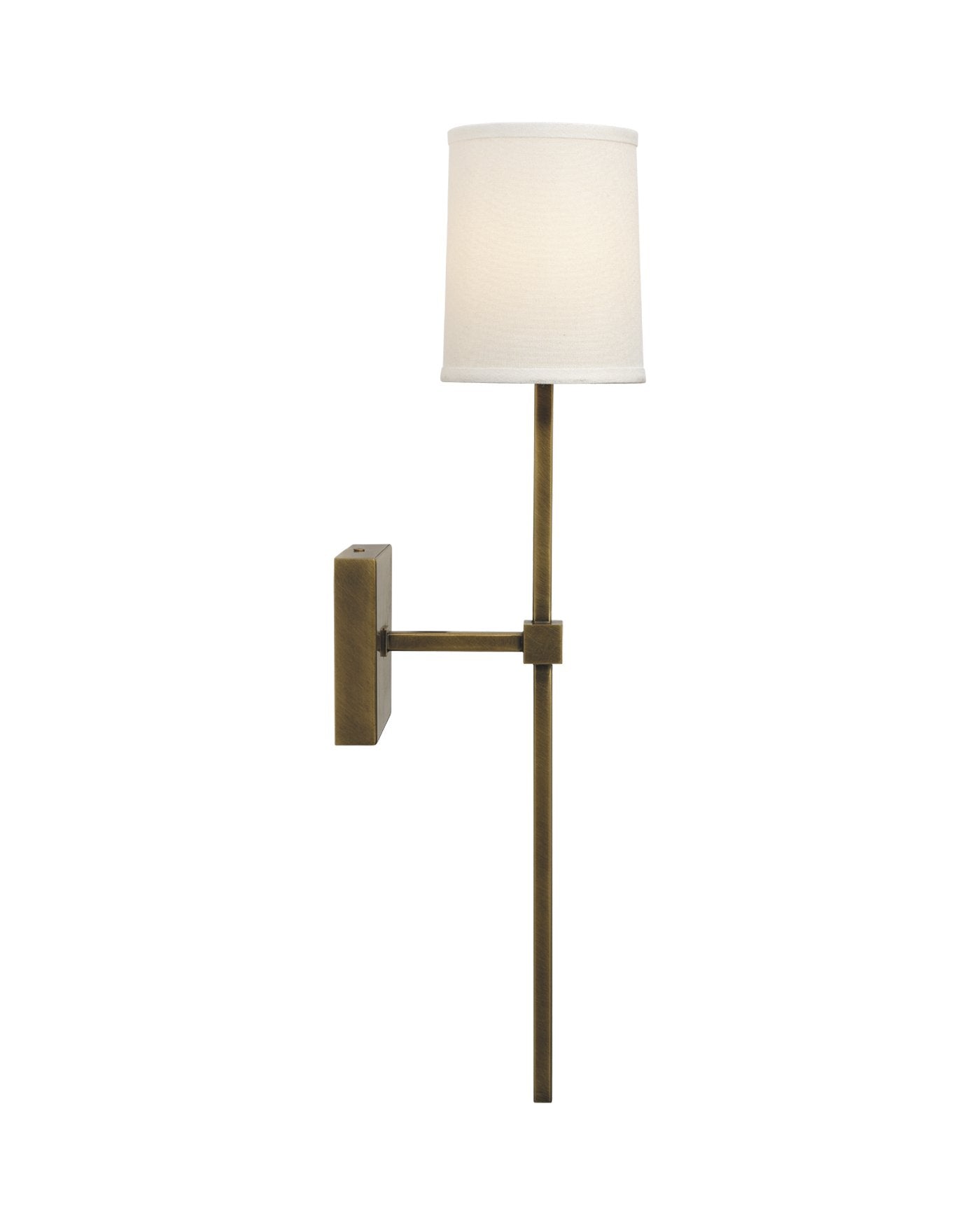 Jamie Young Minerva Wall Sconce In Antique Brass W/ White Linen Shade