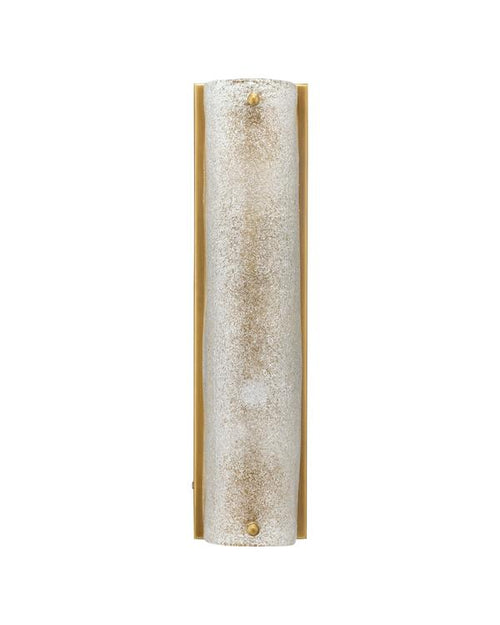 Jamie Young Moet Double Rounded Sconce In Textured Melted Ice Glass & Antique Brass Metal
