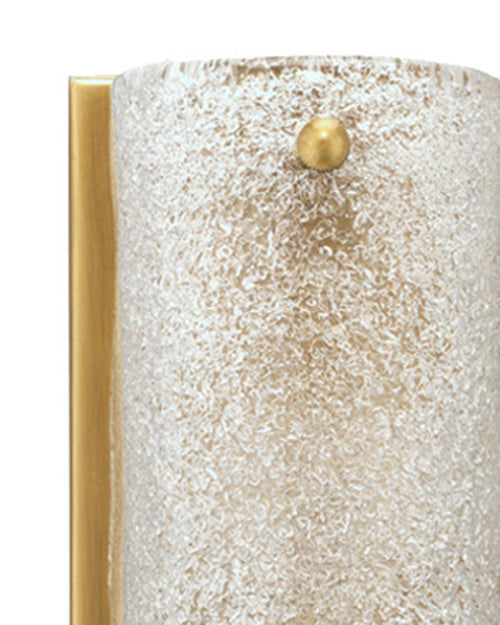 Jamie Young Moet Double Rounded Sconce In Textured Melted Ice Glass & Antique Brass Metal