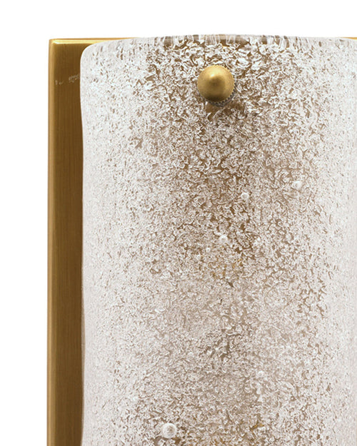 Jamie Young Moet Rounded Sconce In Textured Melted Ice Glass & Antique Brass Metal