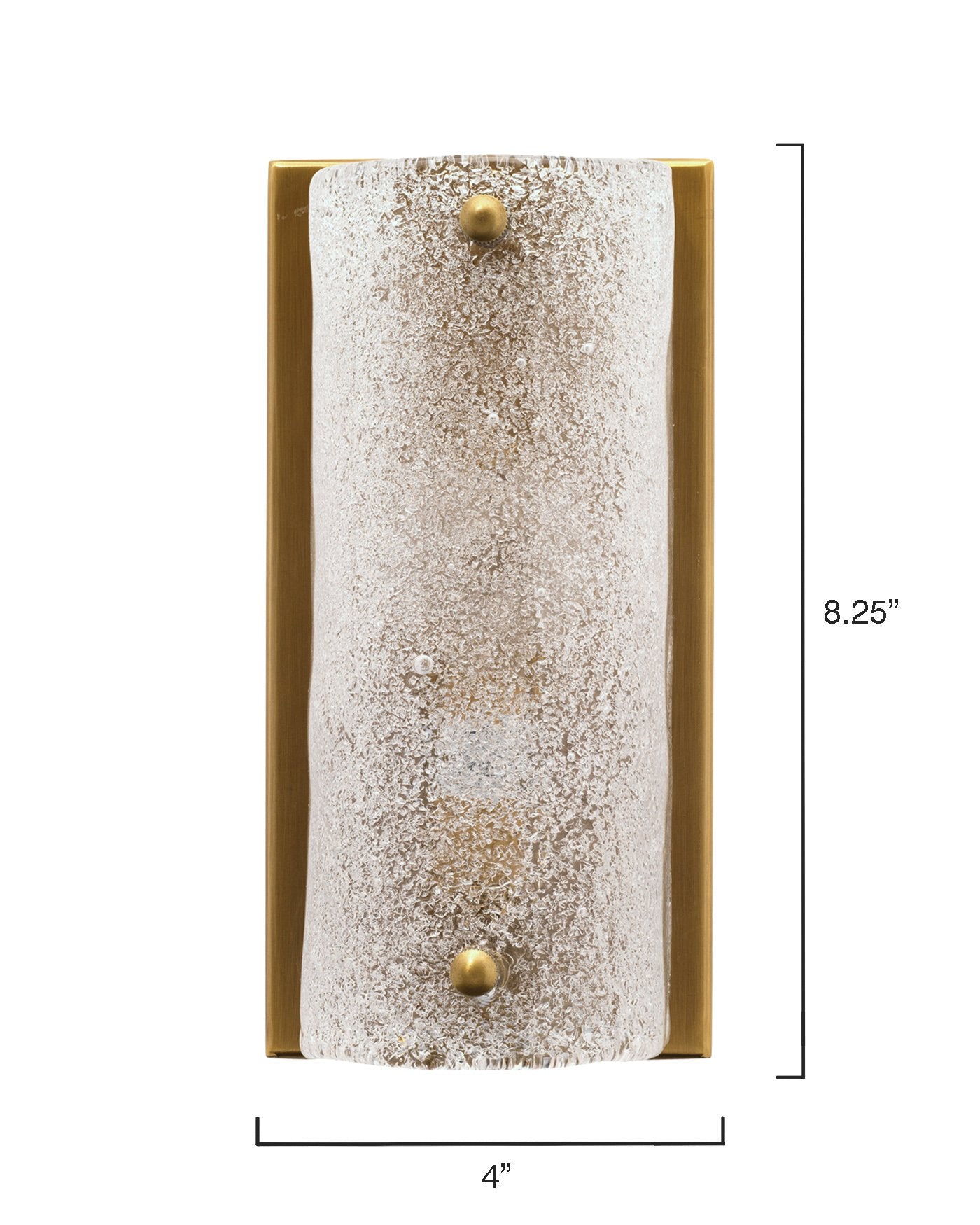 Jamie Young Moet Rounded Sconce In Textured Melted Ice Glass & Antique Brass Metal
