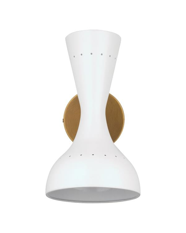 Jamie Young Pisa Wall Sconce In White Lacquer & Antique Brass Metal