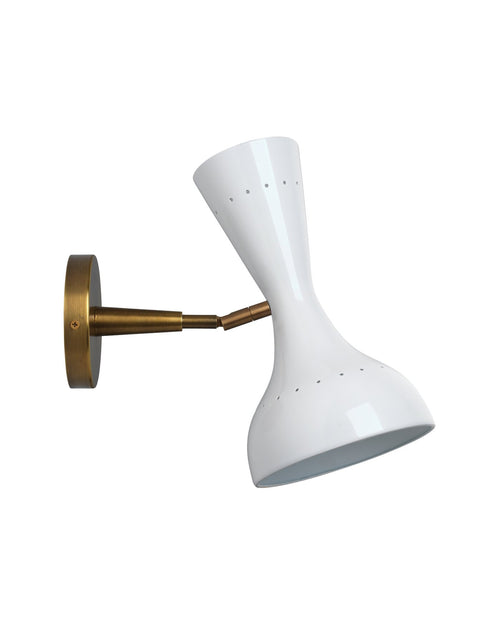 Jamie Young Pisa Wall Sconce In White Lacquer & Antique Brass Metal