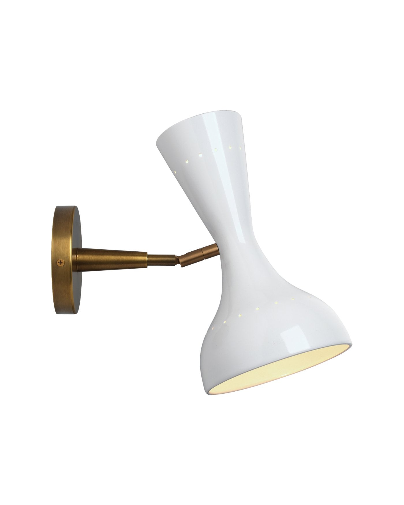 Jamie Young Pisa Wall Sconce In White Lacquer & Antique Brass Metal