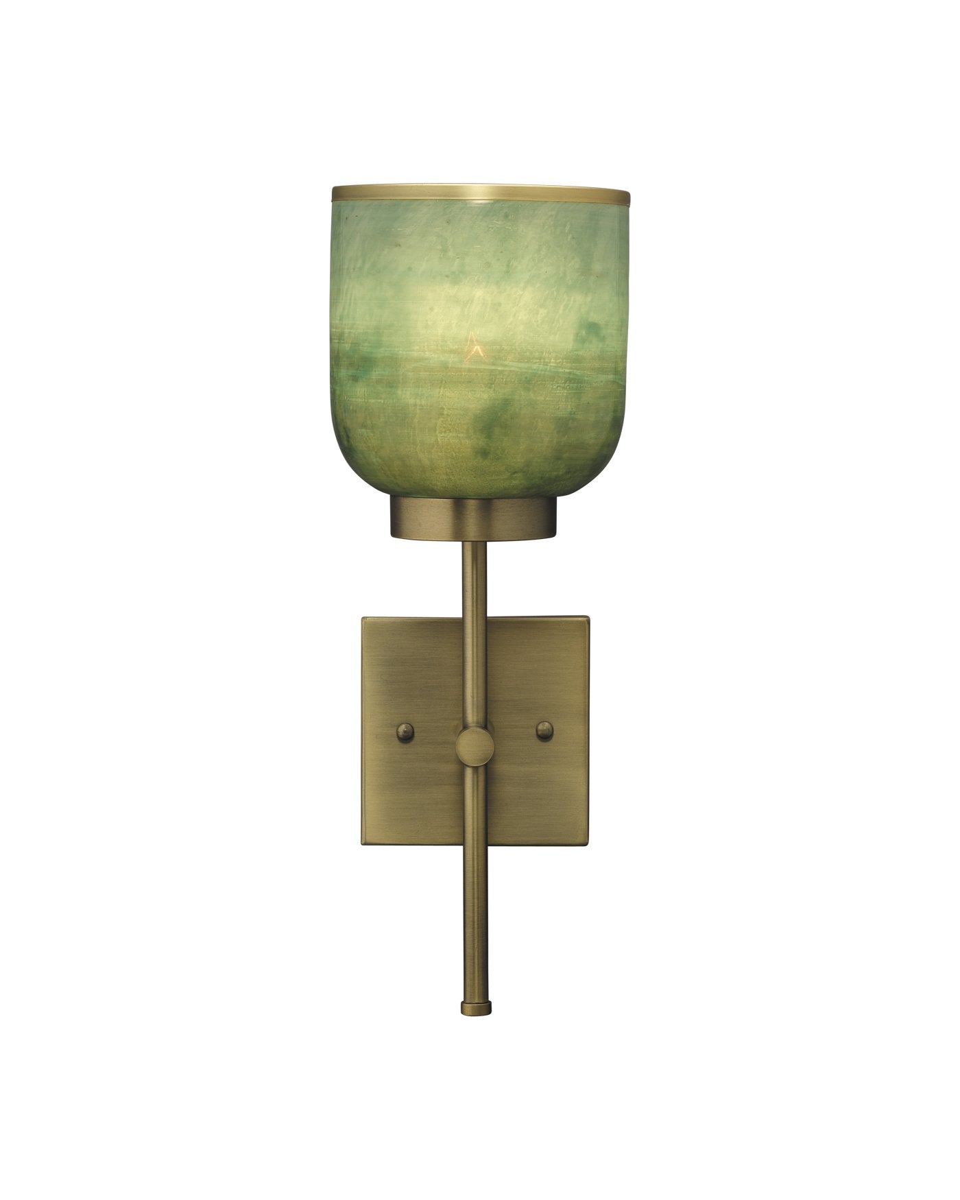 Jamie Young Vapor Single Sconce In Antique Brass & Aqua Metallic Glass