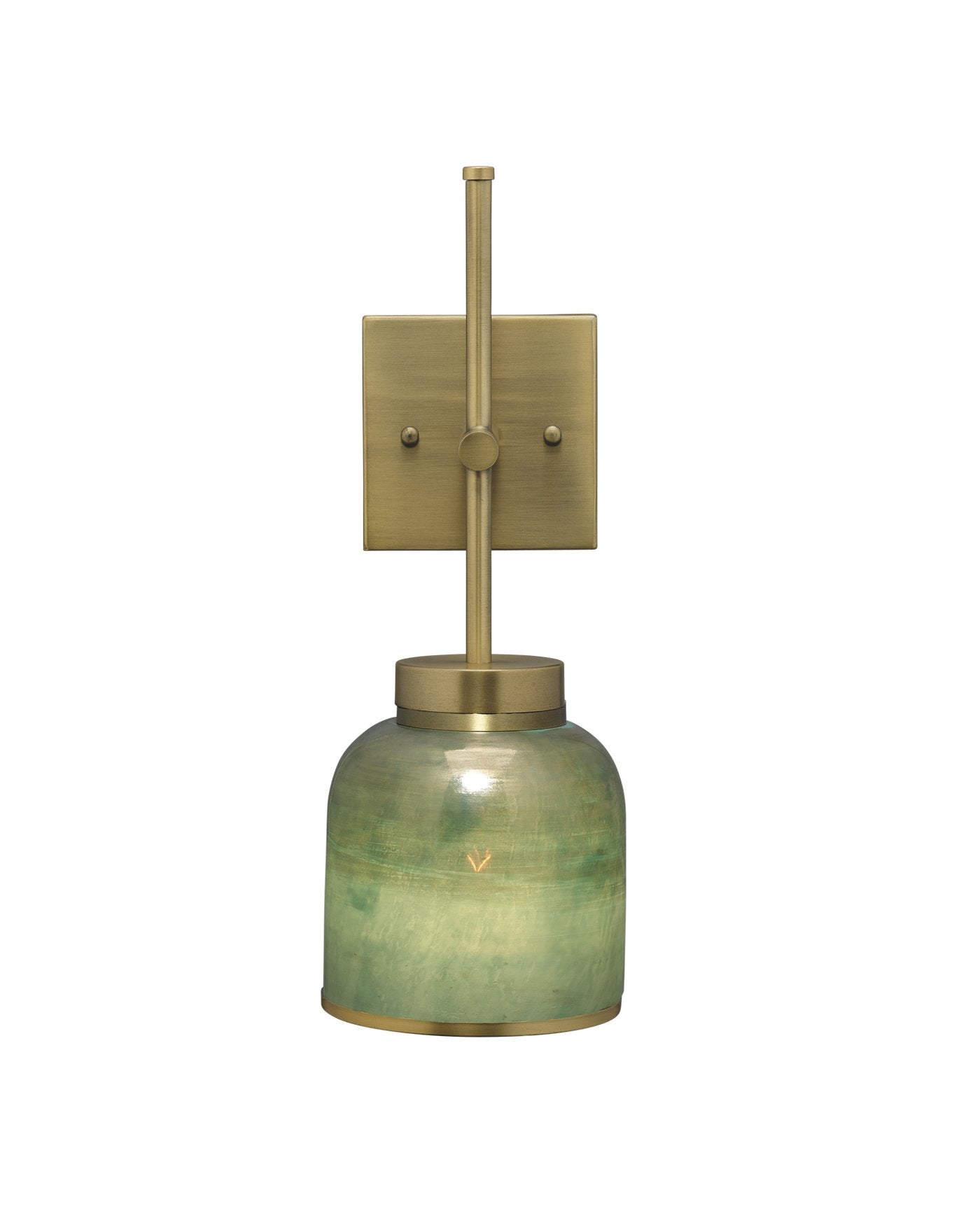 Jamie Young Vapor Single Sconce In Antique Brass & Aqua Metallic Glass