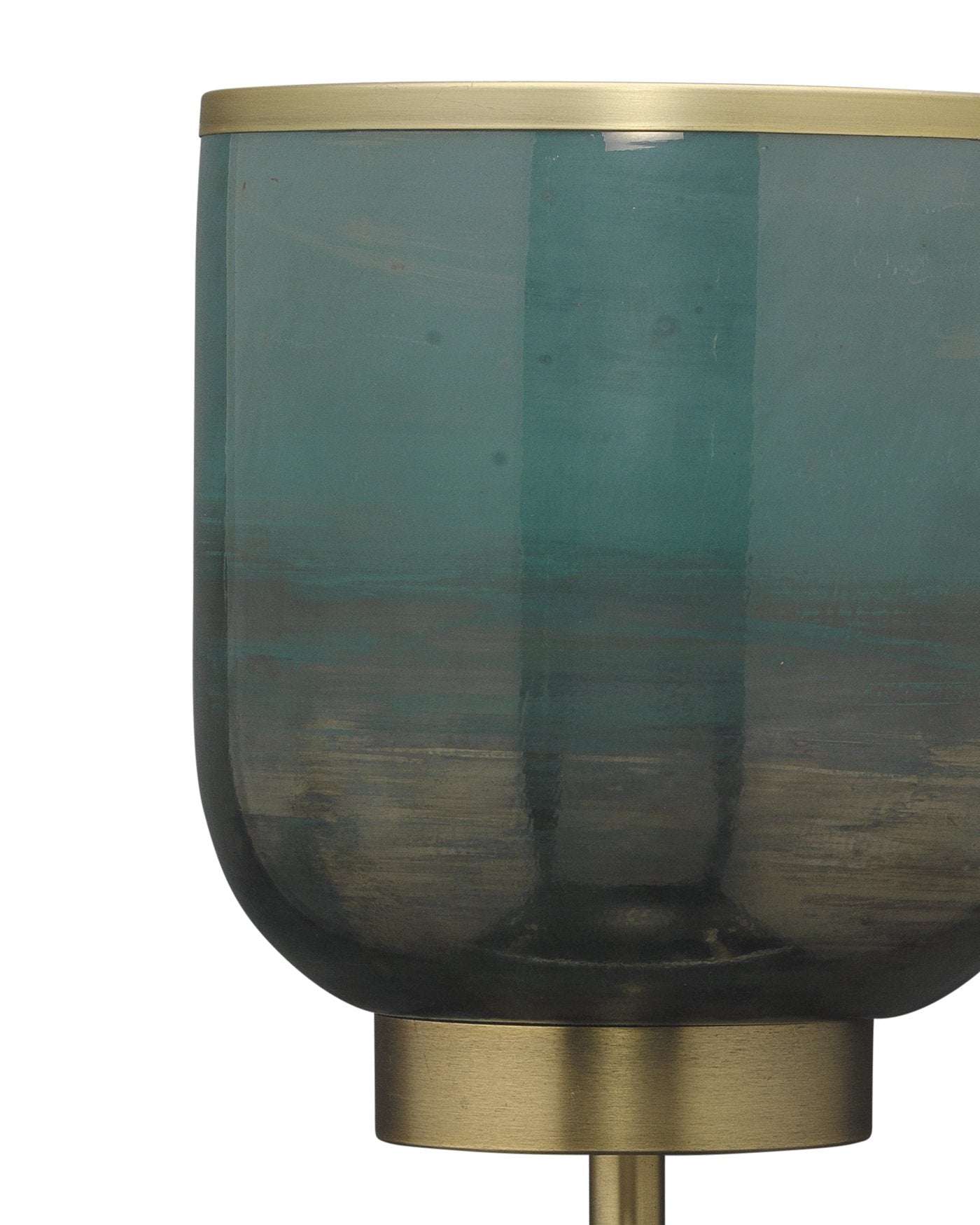 Jamie Young Vapor Single Sconce In Antique Brass & Aqua Metallic Glass