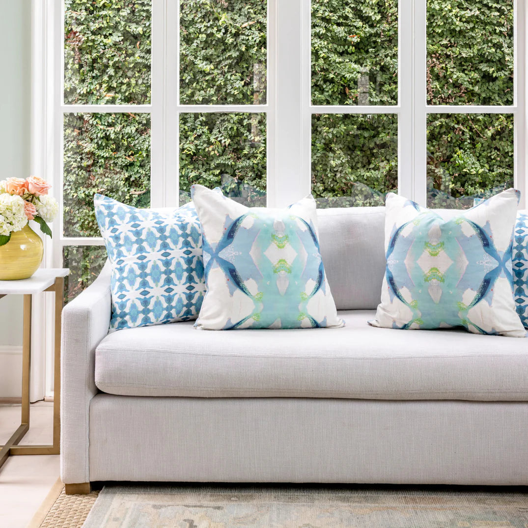 Laura Park Spice Market Blue Linen Cotton Pillow