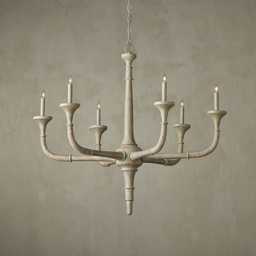 Currey & Company Aleister 43.5" Sandstone 6 Light Chandelier