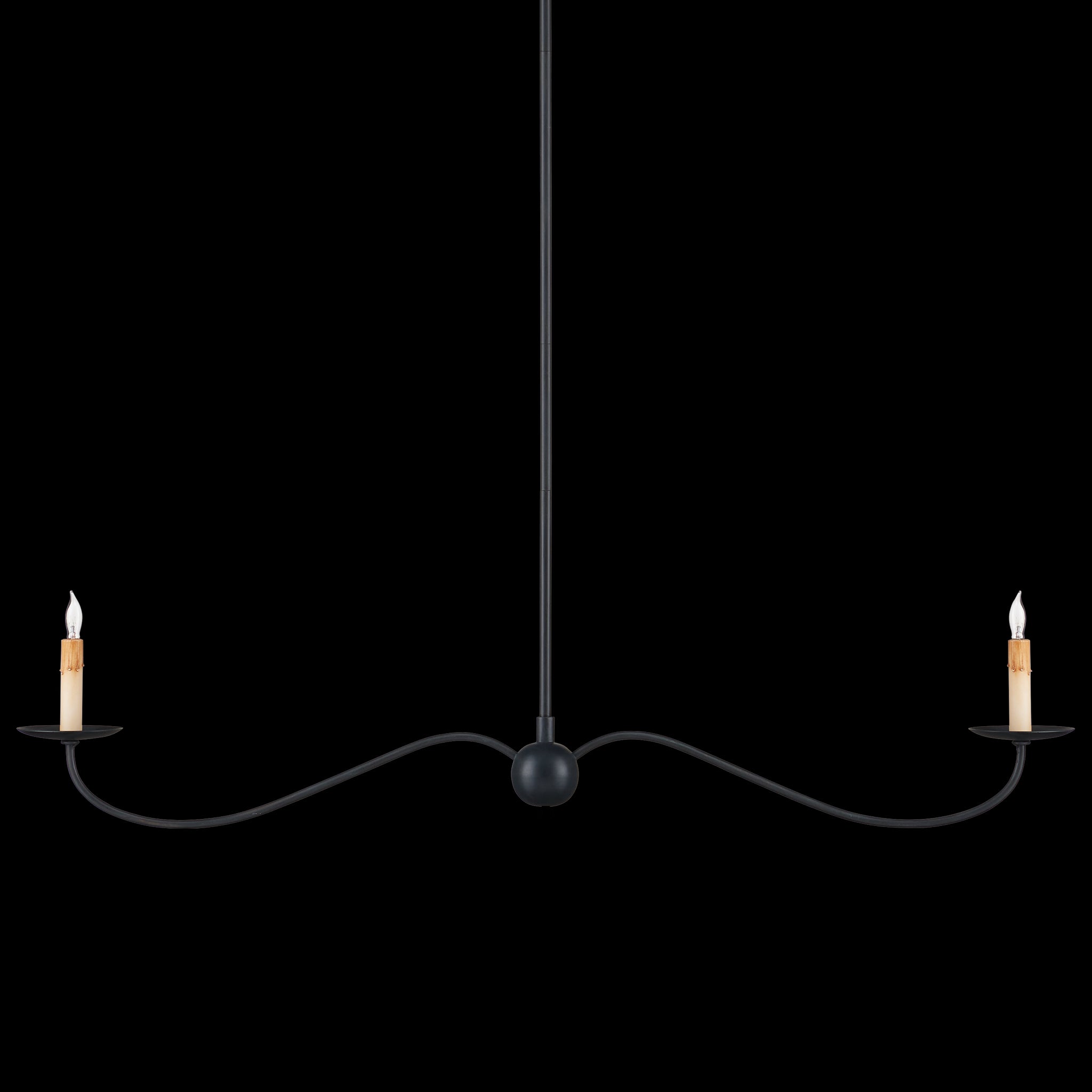 Currey & Company Saxon 43.25" Black 2 Light Linear Chandelier