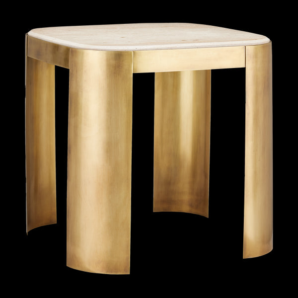 Currey & Company 20.5" Sev Travertine Accent Table