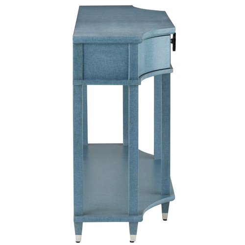 Currey & Company 60" Maya Blue Laquered Linen Console Table